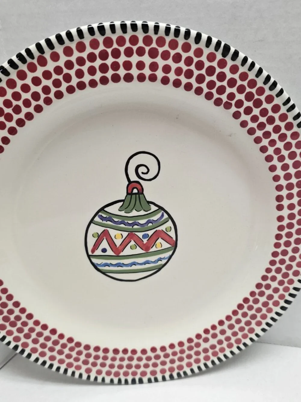 1 Caffco Simply Christmas Ornament Holiday Polka Dots Plate 9” M Bagwell Rare #1